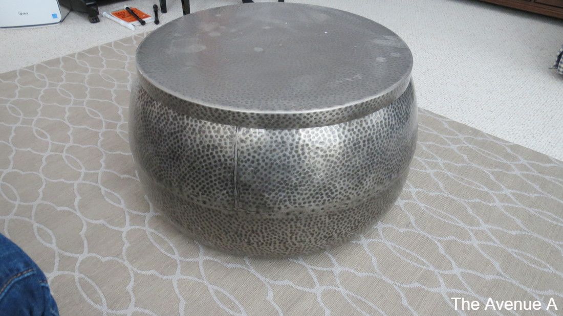 Thrift Store Find! World Market Hammered Metal Silver Ottoman Coffee Table