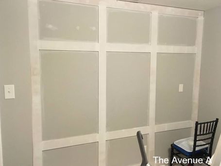 Accent Wall of full wall wainscoting and board and batten tutorial. 