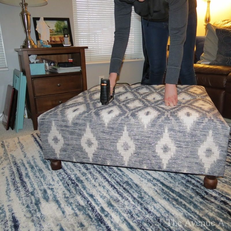 How to reupholster a thrift store square ottoman for $61 - The Avenue A